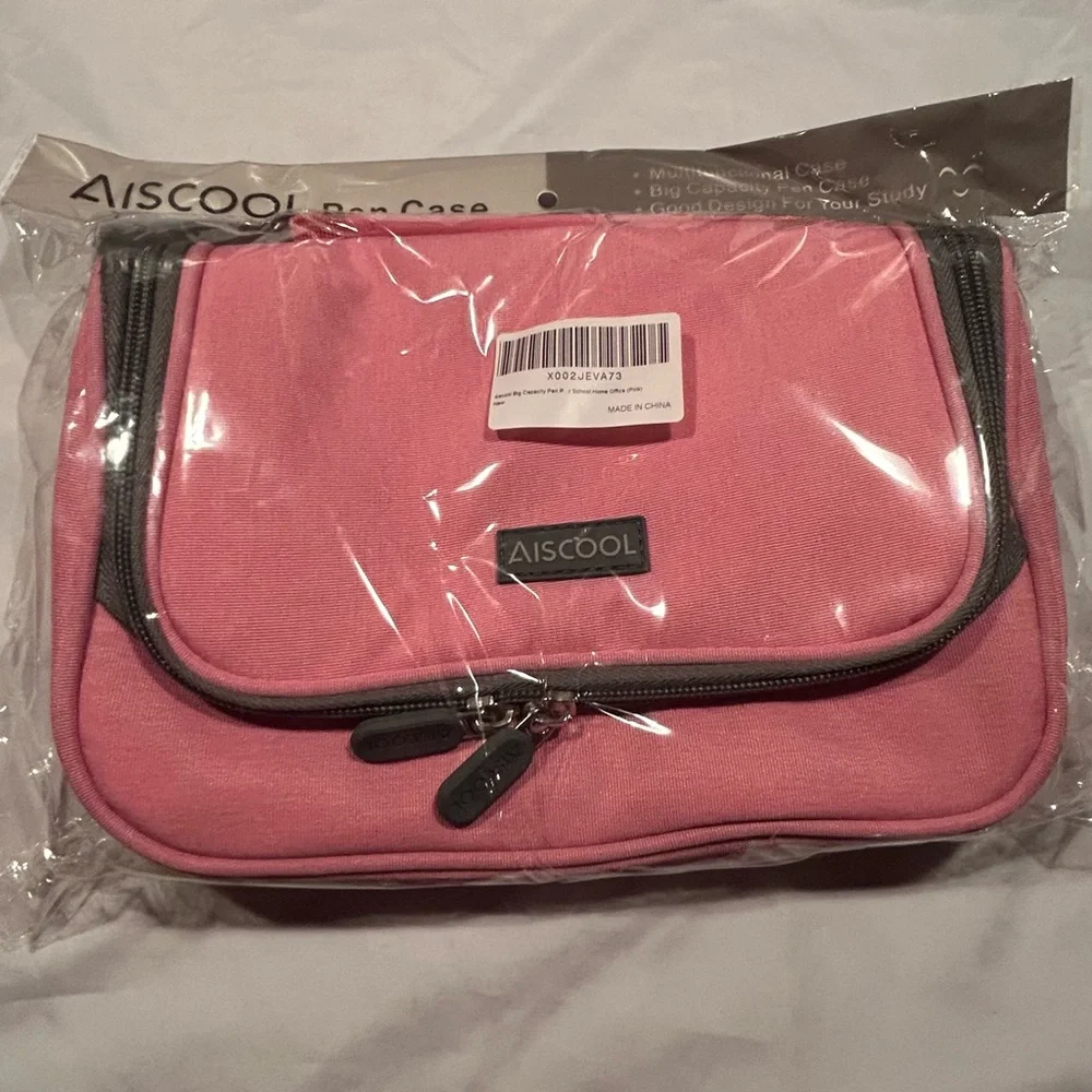 NWT Aiscool Pink Pencil, Pen, Stationary Case Organizer for School or Office